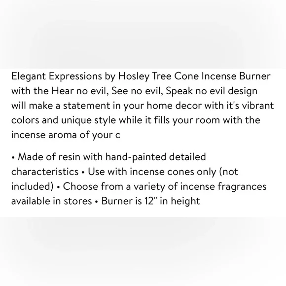 Hear No Evil See No Evil Speak No Evil Tree Cone Incense Burner - Picture 2 of 11